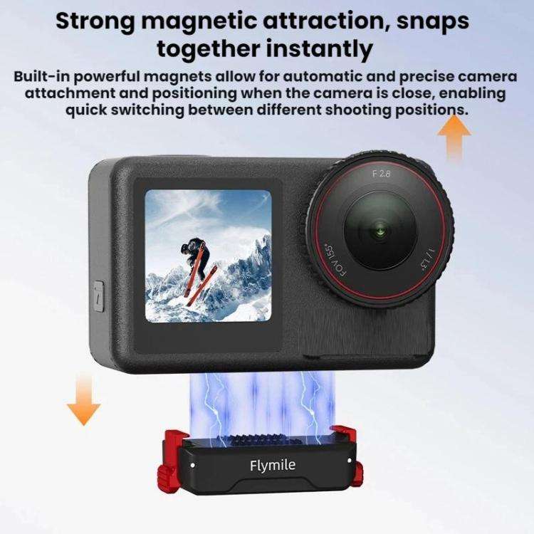 For DJI Osmo Action 3 / 4 / 5 Pro Flymile Magnetic Quick-Release Expansion Adapter Base(Black)