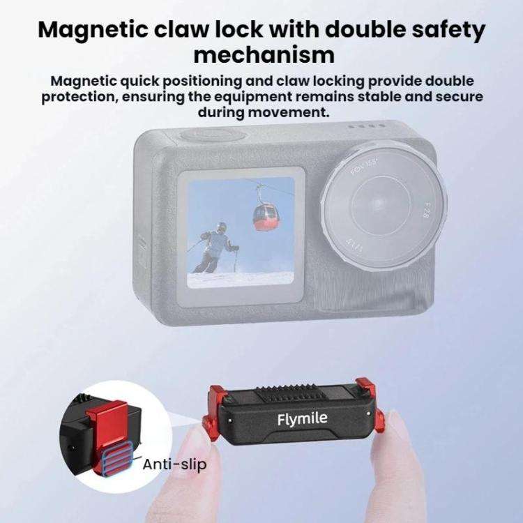 For DJI Osmo Action 3 / 4 / 5 Pro Flymile Magnetic Quick-Release Expansion Adapter Base(Black)