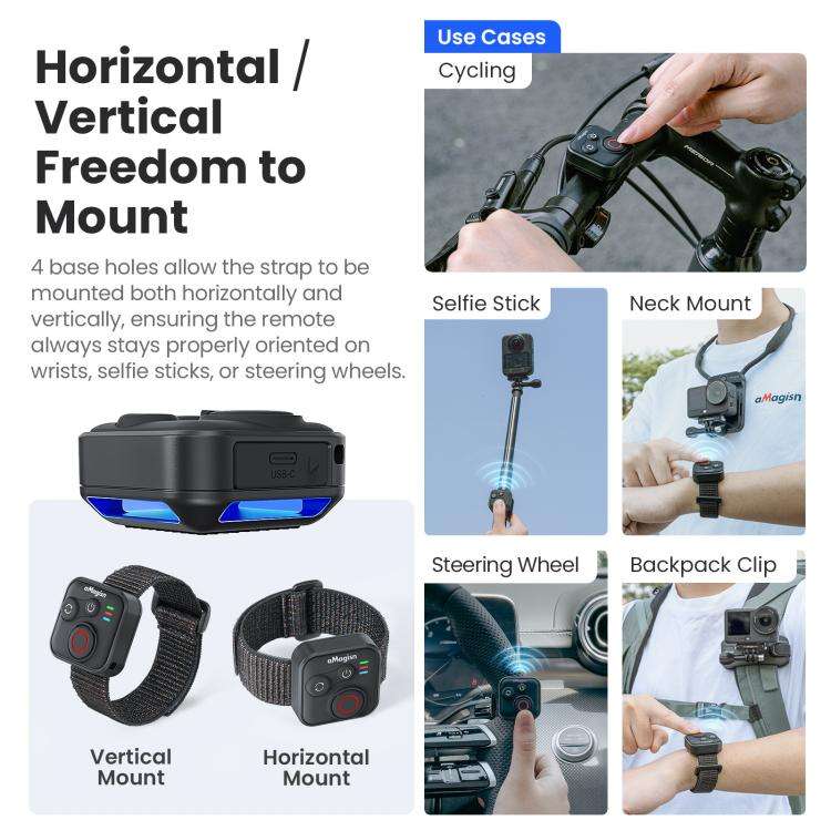 aMagisn Bluetooth Remote Shutter for DJI Osmo Action 6/Action 5 Pro/Action 4/Osmo 360 II/Osmo 360...