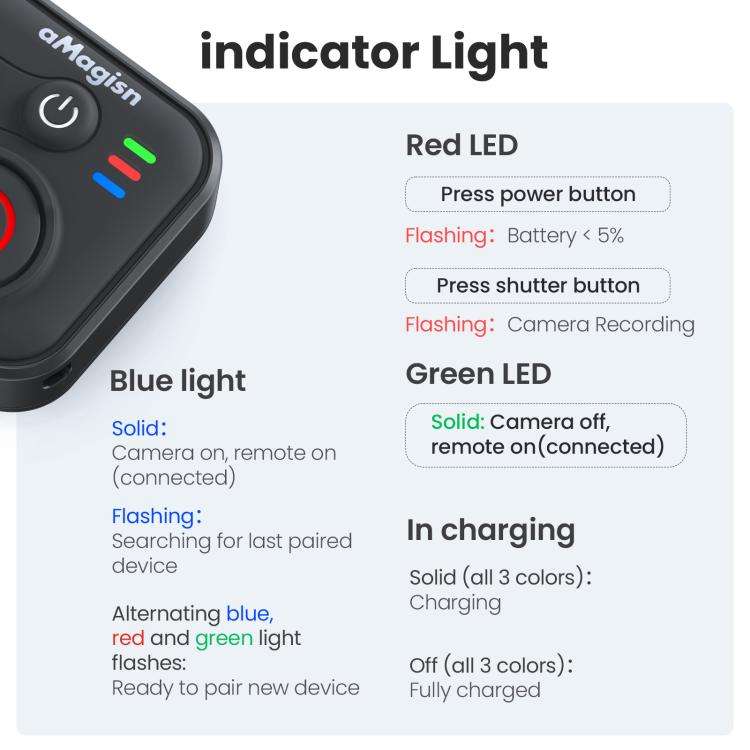 aMagisn Bluetooth Remote Shutter for DJI Osmo Action 6/Action 5 Pro/Action 4/Osmo 360 II/Osmo 360...