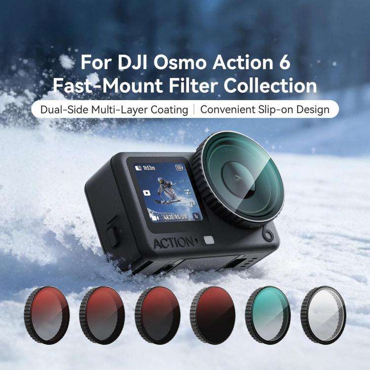 For DJI Osmo Action 6 Camera aMagisn Quick Release Filter Protective Lens Cover ND8+ND16+ND32+ND64