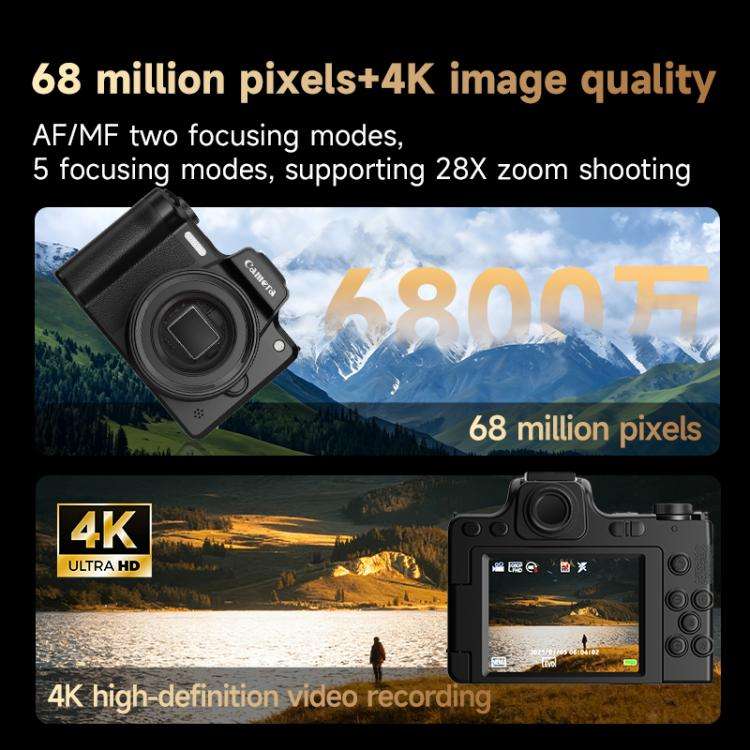 HD Retro Digital Camcorder Camera Portable Micro DSLR Camera, Model: DC101 + Microphone + Fill Light