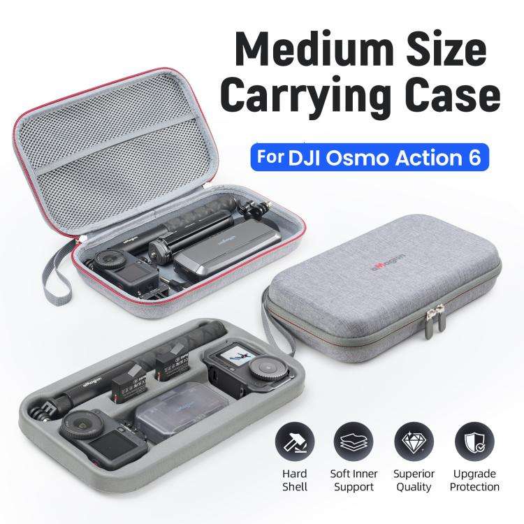 For DJI Osmo Action 6 aMagisn Medium Hard Shell Carrying Case with Removable Foam Insert(Gray)