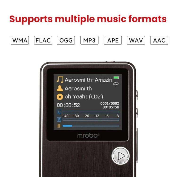 Mrobo HiFi Music Player With DAC Chip - 1.77-Inch Color Screen, Scroll Wheel Control, Supports Lo...