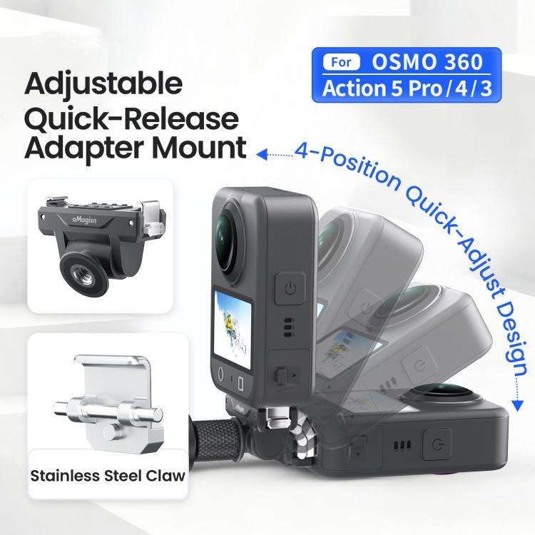 AMagisn Adjustable Quick Release Adapter For DJI Osmo 360/Action 5 Pro/4/3 - 4-Level Fast Perspec...