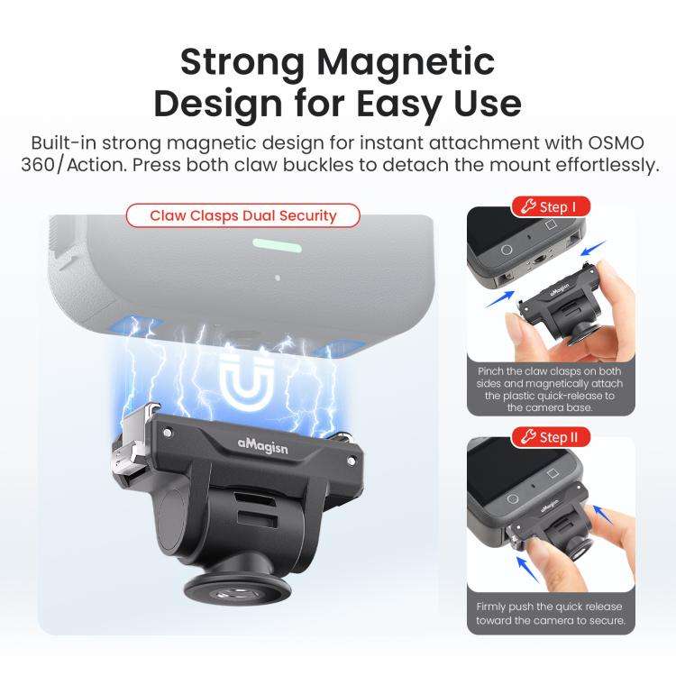 AMagisn Adjustable Quick Release Adapter For DJI Osmo 360/Action 5 Pro/4/3 - 4-Level Fast Perspec...