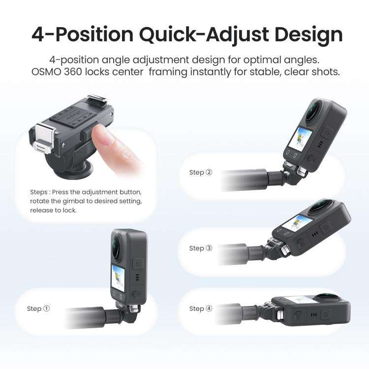 AMagisn Adjustable Quick Release Adapter For DJI Osmo 360/Action 5 Pro/4/3 - 4-Level Fast Perspec...