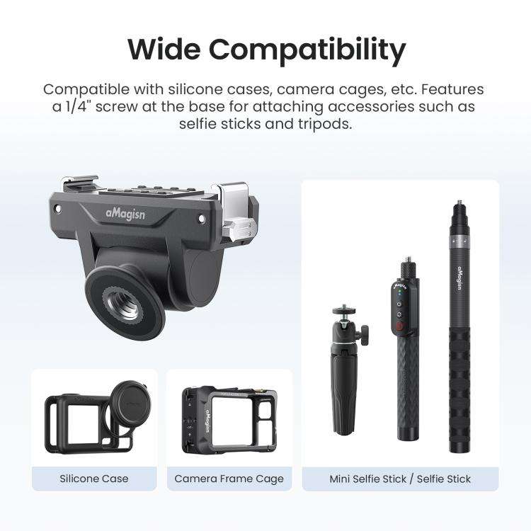 AMagisn Adjustable Quick Release Adapter For DJI Osmo 360/Action 5 Pro/4/3 - 4-Level Fast Perspec...