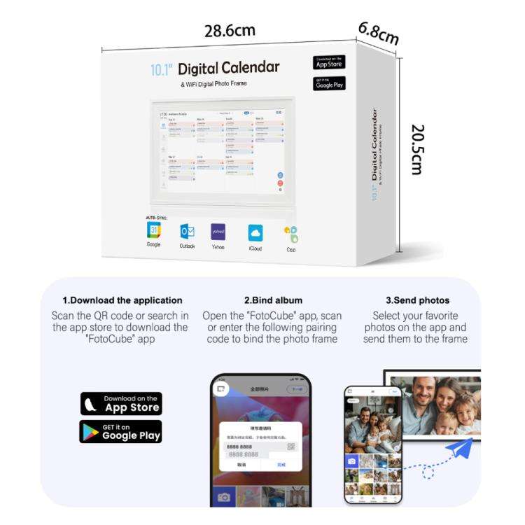 10.1-Inch WiFi Smart Digital Calendar Frame Planner Touchscreen Display With App Control US Plug(...