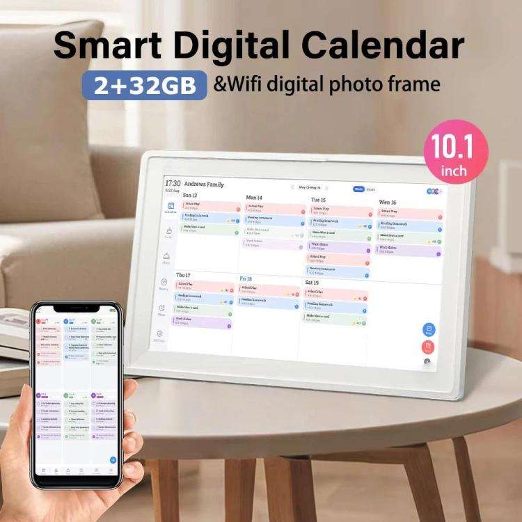 10.1-Inch WiFi Smart Digital Calendar Frame Planner Touchscreen Display With App Control AU Plug(...