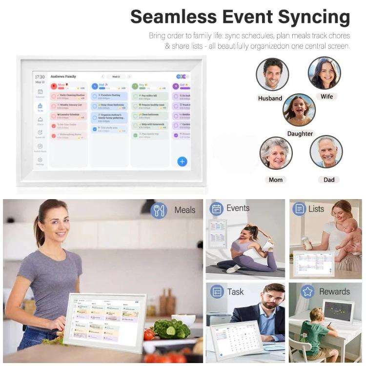10.1-Inch WiFi Smart Digital Calendar Frame Planner Touchscreen Display With App Control AU Plug(...