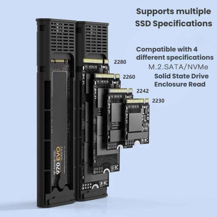 Blueendless M2826S M.2 SATA x 2 Portable Hard Drive Enclosure Dual-Bay External M.2 Reader