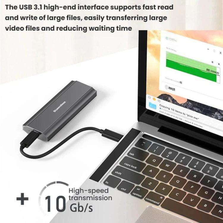Blueendless M.2 Dual-Protocol Portable Hard Drive Enclosure NVMe/SATA Universal Aluminum Alloy SS...