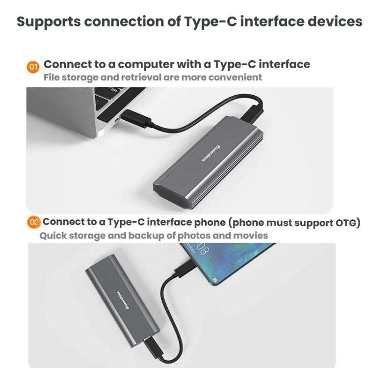 Blueendless M.2 Dual-Protocol Portable Hard Drive Enclosure NVMe/SATA Universal Aluminum Alloy SS...