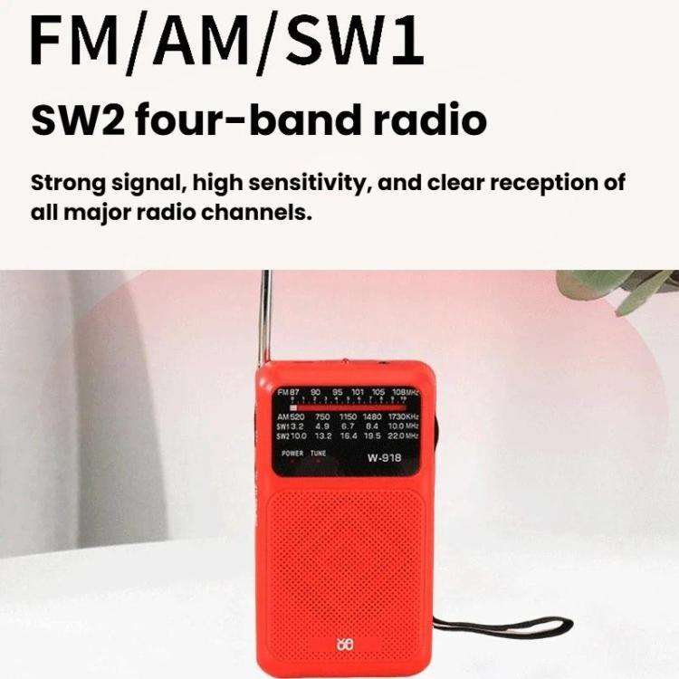 W-918 Pointer Dual-Power Radio FM/AM/SW Full-Band Radio(White)