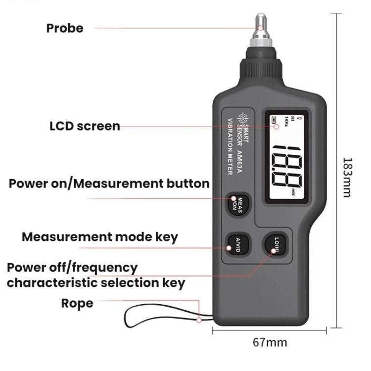 SMART SENSOR Explosion-Proof Handheld Portable High-Precision Motor Vibration Meter(AM63A)
