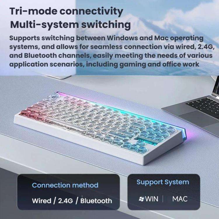 LANGTU T87 Hot-Pluggable Wireless Bluetooth Triple-Mode Mechanical Keyboard Office & Gaming Keybo...