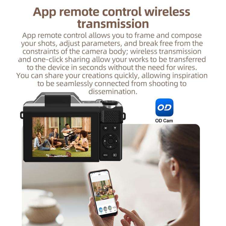 D27 4K Vlogging Camera 64MP Photo, 6x Optical Zoom, 180-Degree Flip Screen & WiFi Connectivity(Br...
