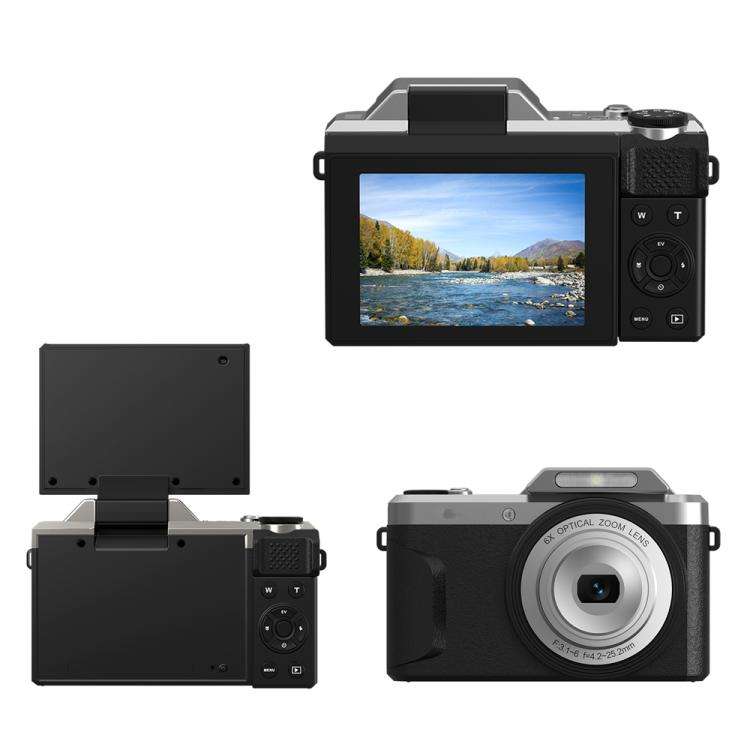 D27 4K Vlogging Camera 64MP Photo, 6x Optical Zoom, 180-Degree Flip Screen & WiFi Connectivity(Br...