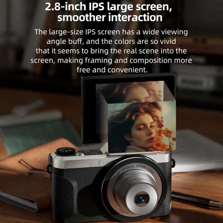 D27 4K Vlogging Camera 64MP Photo, 6x Optical Zoom, 180-Degree Flip Screen & WiFi Connectivity(Br...