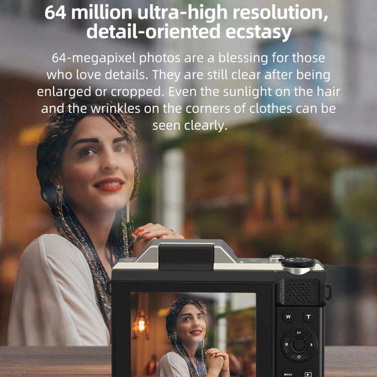 D27 4K Vlogging Camera 64MP Photo, 6x Optical Zoom, 180-Degree Flip Screen & WiFi Connectivity(Br...