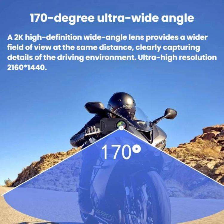 M1 IP66 Waterproof WIFI Motorcycle Dash Camera 2K HD Portable Recorder(Black)