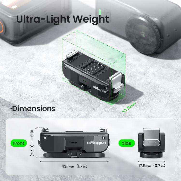 For DJI Osmo Nano aMagisn TN02 Rechargeable Magnetic Quick-Release Base Action Camera Accessory