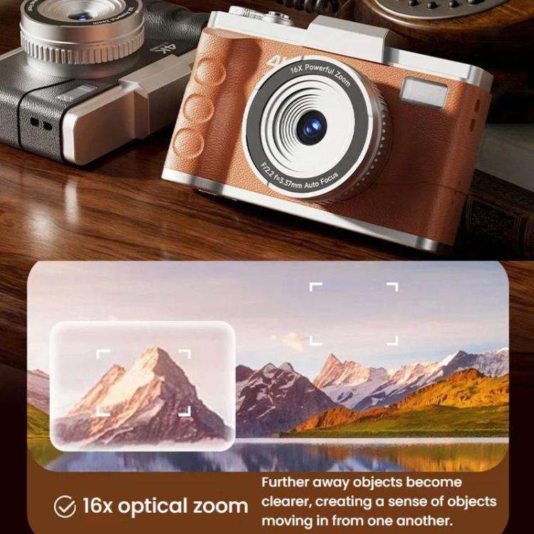 M11 3 Inch 4K Retro HD Camera Student CCD Digital Point-And-Shoot Camera(White)