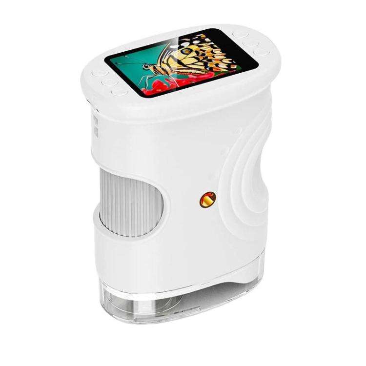 2 Inch IPS Portable Digital Microscope Kids Manual Focus Microscope With Light(White)