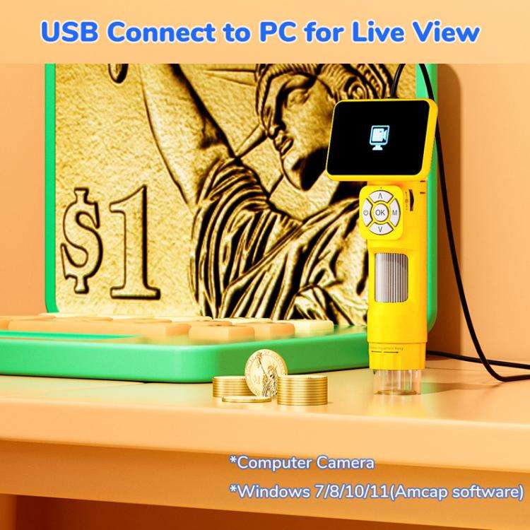 H113 Portable Handheld Digital Microscope Kids Microscope With LED Light(White)