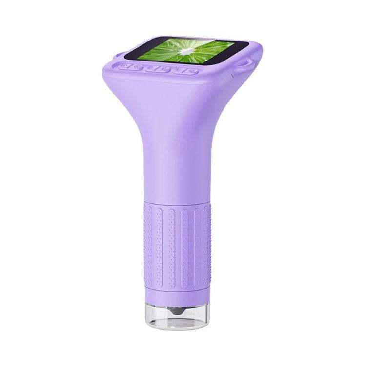 H375 2 Inch IPS Screen Manual Focus Microscope Rechargeable Kids Microscope With Light(Purple)