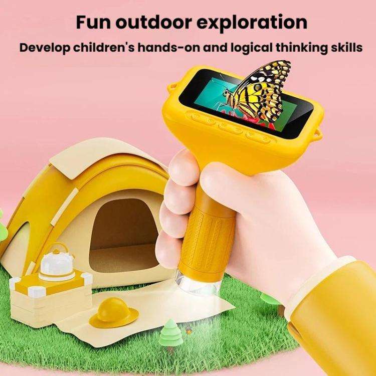 H385 3 Inch IPS Screen Handheld Digital Microscope Kids Manual Focus Microscope With Light(White)