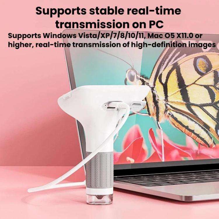 H385 3 Inch IPS Screen Handheld Digital Microscope Kids Manual Focus Microscope With Light(White)