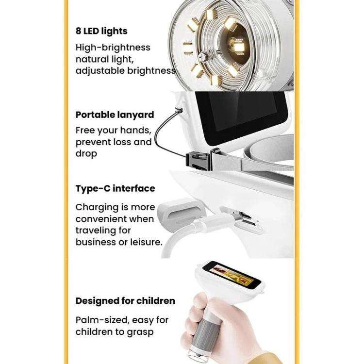 H385 3 Inch IPS Screen Handheld Digital Microscope Kids Manual Focus Microscope With Light(White)