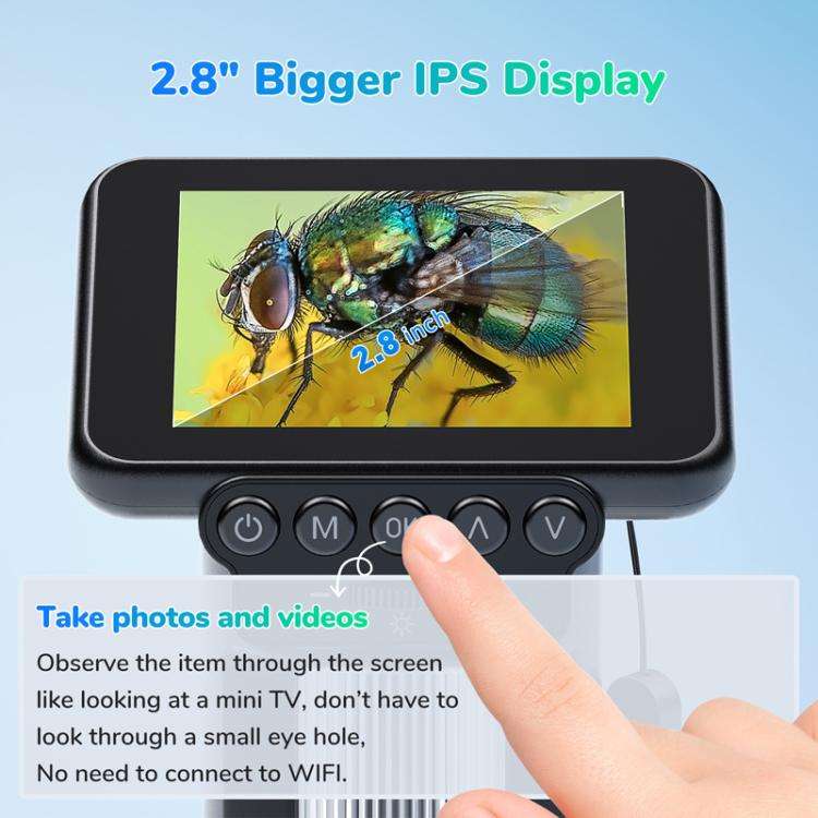 H013 2.8 Inch Digital Handheld HD Portable Electronic Microscope Rechargeable Kids Microscope Wit...