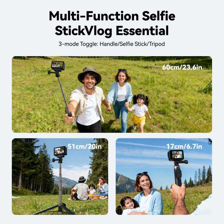 TELESIN Bluetooth Remote Control Selfie Stick Tripod For Action Cameras And Smartphones(Black)