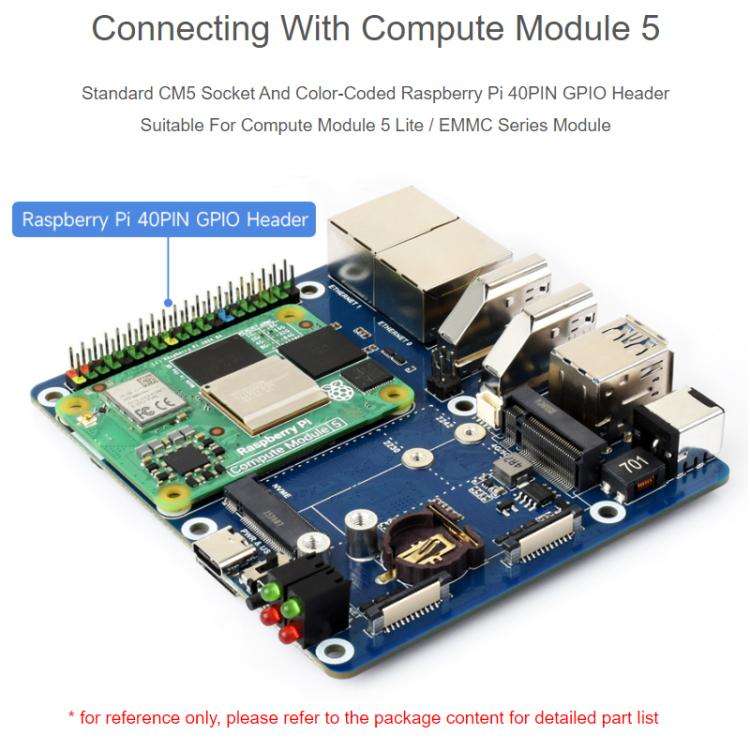 WAVESHARE CM5 Dual Network Port Expansion Board Onboard USB 3.2 Gen1 X 2, Supports PoE Module Con...