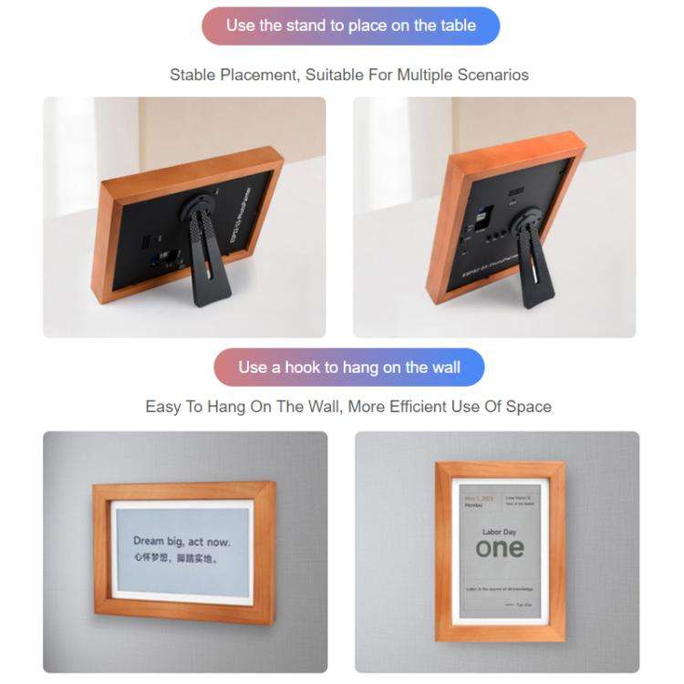 WAVESHARE ESP32-S3 7.3-Inch E6 Full-Color E-Paper Display With Solid Wood Frame 800 × 480 Resolu...