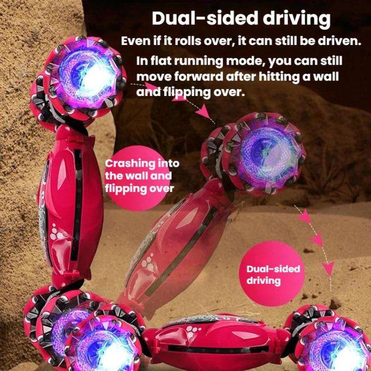 Shockproof Crash-Resistant Stunt Twist Car With Lights Rechargeable Remote Control Toy Car, Spec:...
