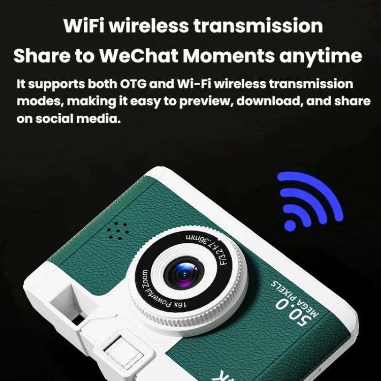 M16 2.4 Inch WiFi HD Digital Camera Mini CCD Camera With Front & Rear Dual Cameras(Green)