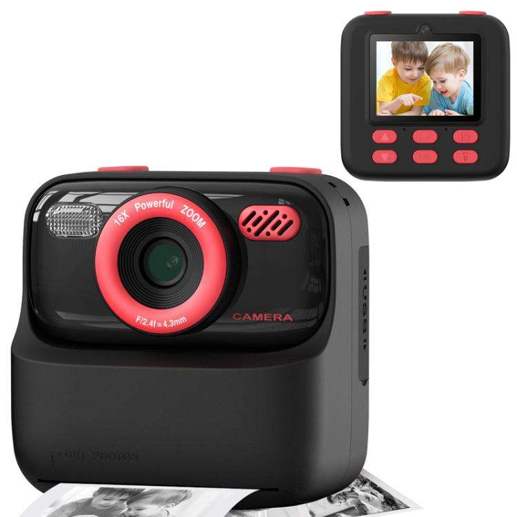 P79 Kids Instant Print Digital Camera Video Recorder Thermal Printing Digital Camera(Black Red)