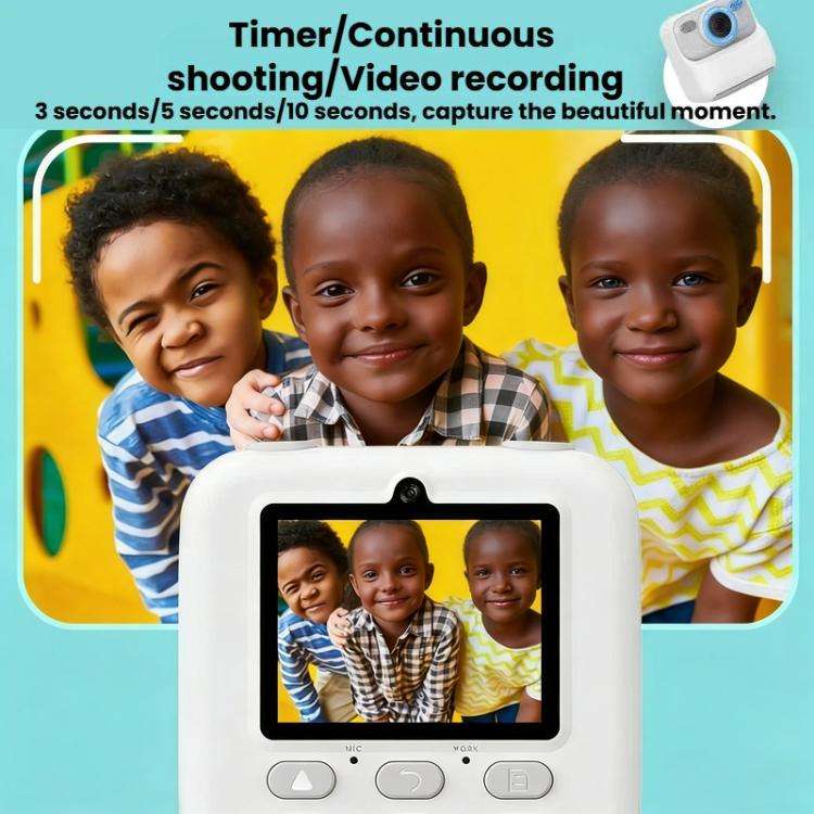 P79 Kids Instant Print Digital Camera Video Recorder Thermal Printing Digital Camera(White)