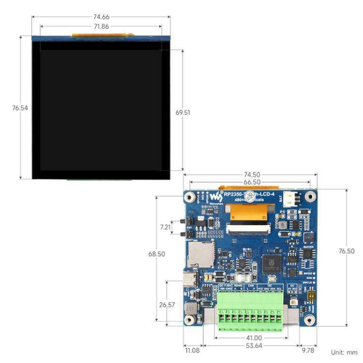 WAVESHARE RP2350 High-Performance Development Board 480 X 480 Resolution(Without Touch Screen)