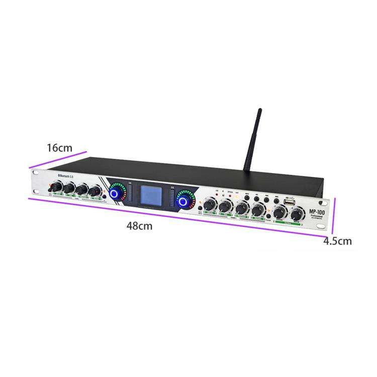 MP-100 Professional Vocal Enhancement Booster Preamp Effects Unit EU Plug(Silver)
