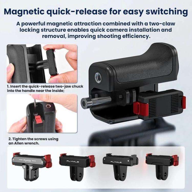 For DJI Osmo Action 6 Flymile Quick-Release Cage Protective Frame Street Photography Handle Kit(B...