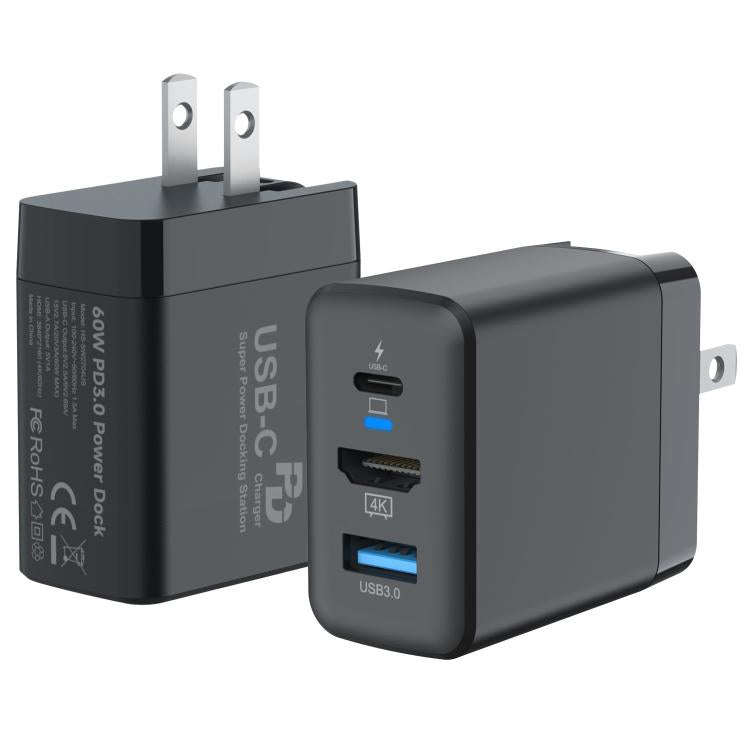 60W 3-In-1 Power Dock With 4K 60Hz HDMI For Nintendo Switch 2 Fast Charging Adapter With USB-C & ...