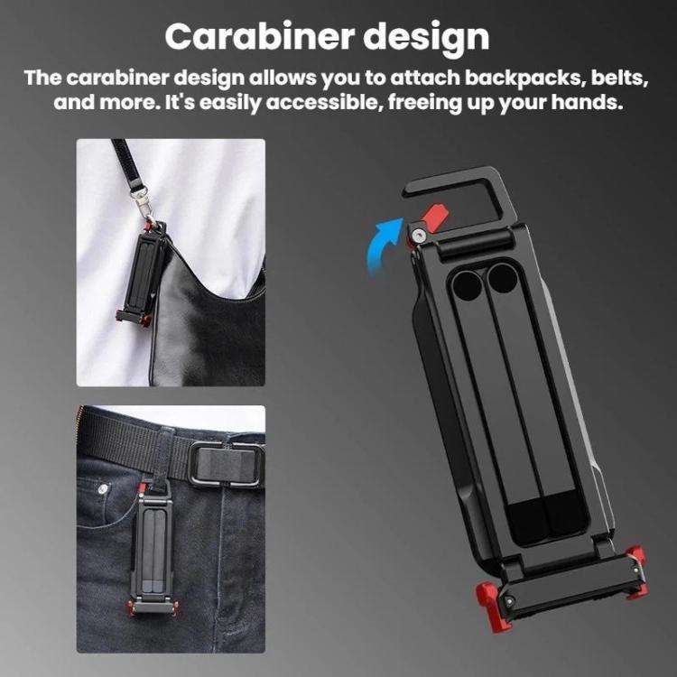 For DJI Osmo Action 3 / 4 / 5 Pro Magnetic Quick-Release Tripod Bracket with Carabiner Clip(Black)