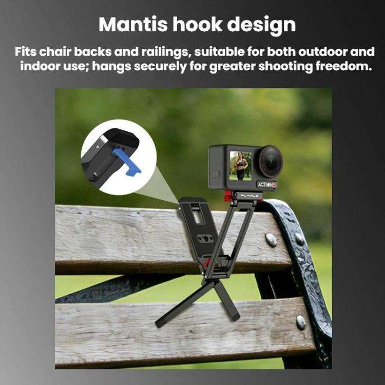 For DJI Osmo Action 3 / 4 / 5 Pro Magnetic Quick-Release Tripod Bracket with Carabiner Clip(Black)