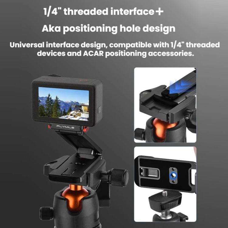 For DJI Osmo Action 3 / 4 / 5 Pro Magnetic Quick-Release Tripod Bracket with Carabiner Clip(Black)