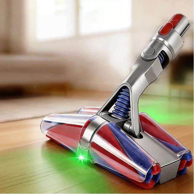 4-Conical Fluffy Roller Head For Dyson V7 V8 V10 V11 V15 with Dual-Side Green Laser Dust Illumina...
